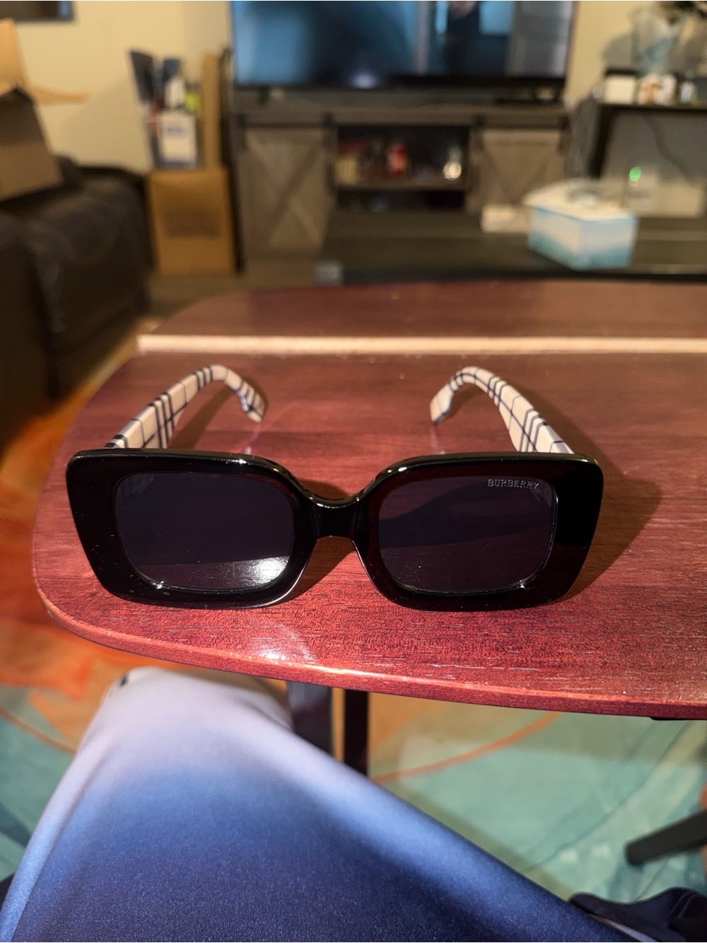 Burberry Black Sunglasses with Signature Check Arms